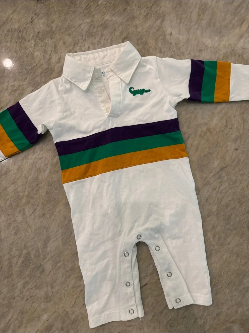 LB Kids Mardi Gras Rugby Stripe One-Piece